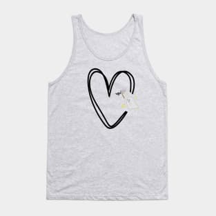 cute ghost catching a bat in a black heart Tank Top